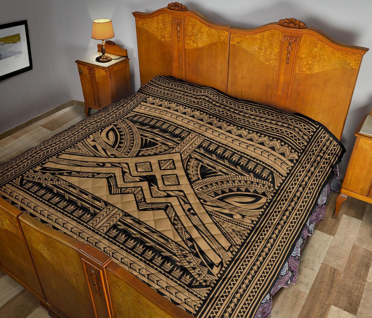 Hawaii Polynesian Mauna Kea Premium Quilt Gold - Polynesian Pride
