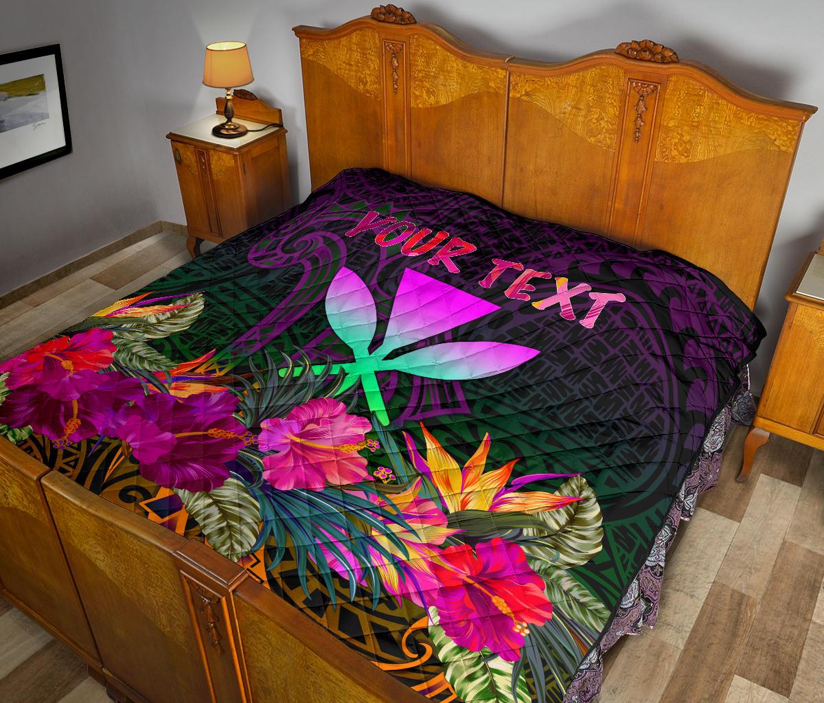 Polynesian Hawaii Personalised Kanaka Maoli Premium Quilt - Summer Hibiscus - Polynesian Pride