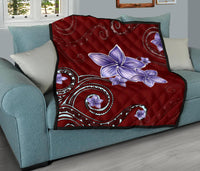 Plumeria Violet Polynesia Red Premium Quilt - Polynesian Pride