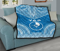 Yap Premium Quilt - Yap Flag Polynesian Chief BLue Version - Polynesian Pride