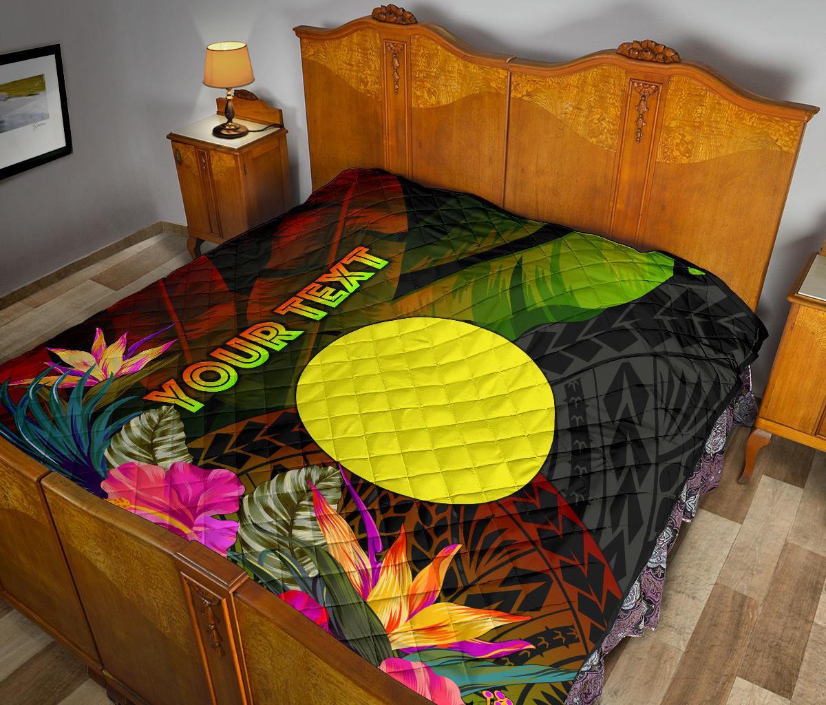 Palau Polynesian Personalised Premium Quilt - Hibiscus and Banana Leaves - Polynesian Pride