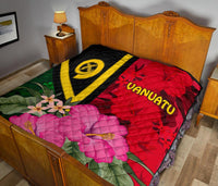 Vanuatu Premium Quilt - Vanuatu Flag with Hibiscus - Polynesian Pride