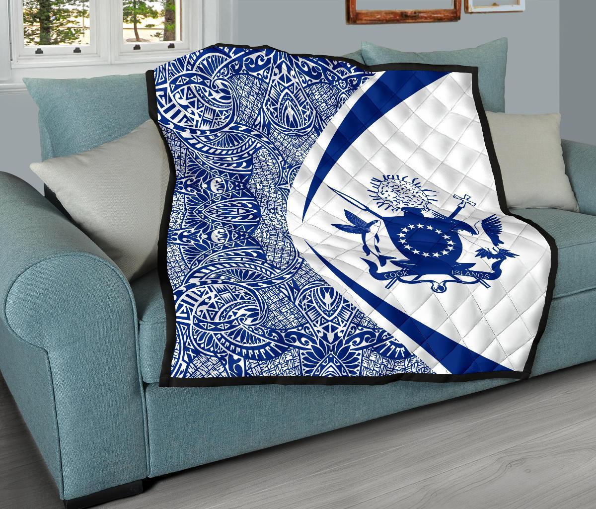 Cook Islands Coat Of Arms Polynesian Premium Quilt - Circle Style - 05 - Polynesian Pride