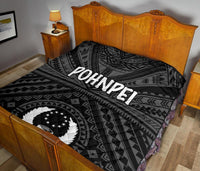 Pohnpei Premium Quilt - Pohnpei Seal With Polynesian Tattoo Style ( Black) - Polynesian Pride
