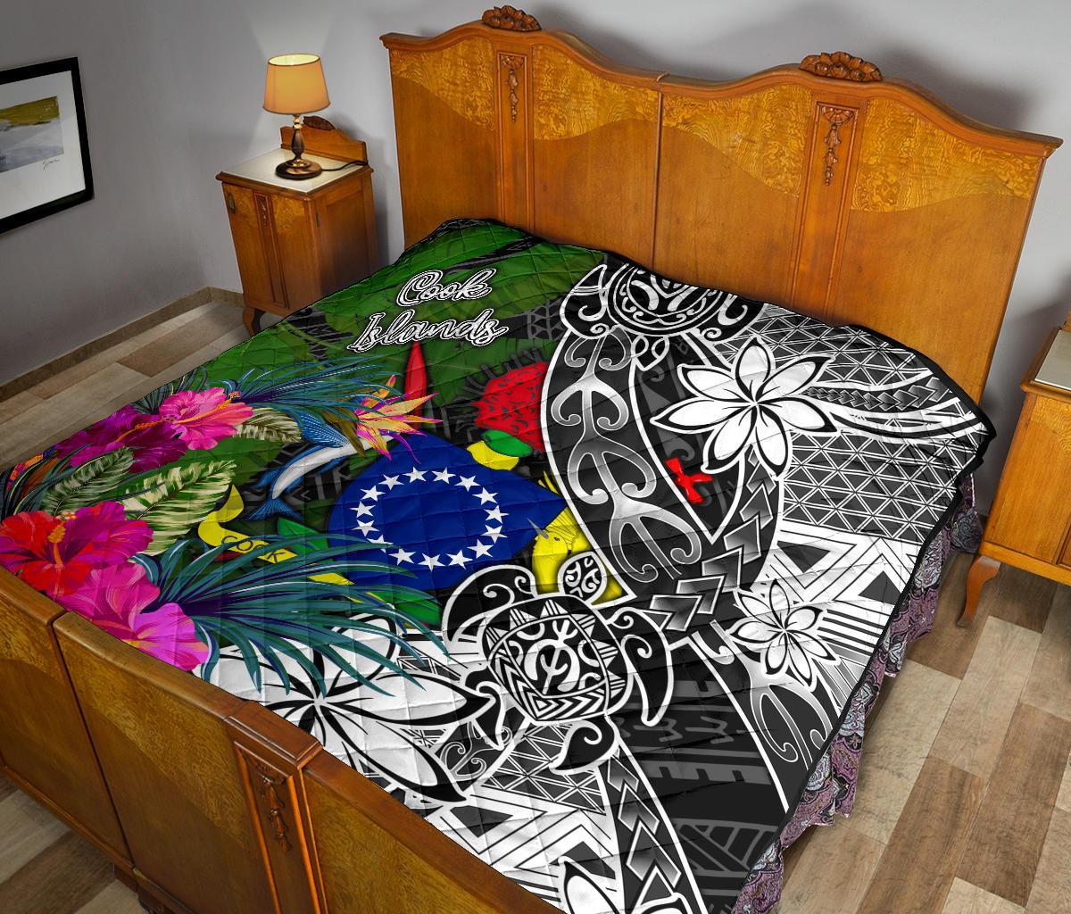 Cook Islands Premium Quilt - Turtle Plumeria Banana Leaf - Polynesian Pride