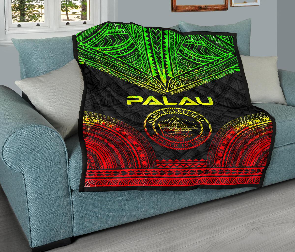 Palau Premium Quilt - Palau Seal Polynesian Chief Reggae Version - Polynesian Pride