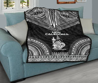 New Caledonia Premium Quilt - New Caledonia Coat Of Arms Polynesian Chief Black Version - Polynesian Pride