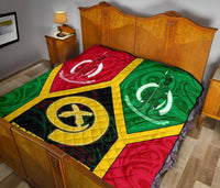 Polynesian Vanuatu Custom Personalised Premium Quilt - Vanuatu Flag and Coat Of Arms - Polynesian Pride