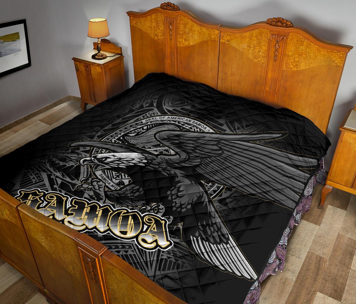 American Samoa Polynesian Eagle Premium Quilt - American Samoa Seal - Polynesian Pride