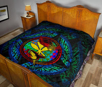 Polynesian Hawaii Premium Quilt - Colorful Turtle Shark - Polynesian Pride