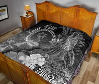 Custom Personalised Chuuk Premium Quilt - Humpback Whale with Tropical Flowers (Blue) - Polynesian Pride