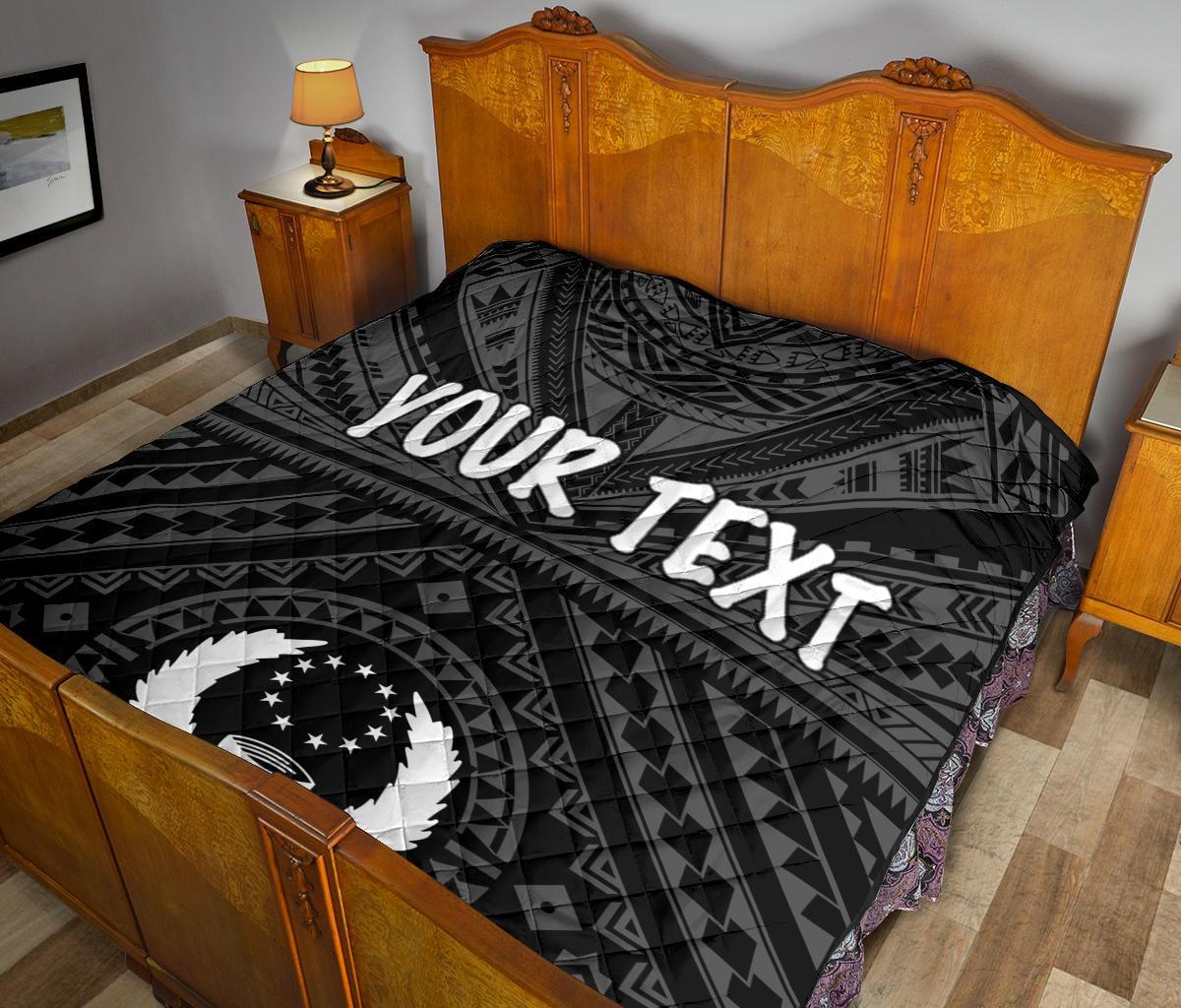 Pohnpei Personalised Premium Quilt - Pohnpei Seal With Polynesian Tattoo Style ( Black) - Polynesian Pride
