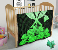 Hawaiian Kanaka Premium Quilt Hibiscus Polynesian Love Green - Polynesian Pride