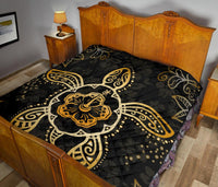 Turtle Hibiscus Yellow Premium Quilt - Polynesian Pride
