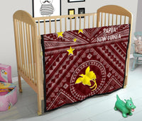 Papua New Guinea Premium Quilt - Flag With Polynesian Patterns (Red) - Polynesian Pride