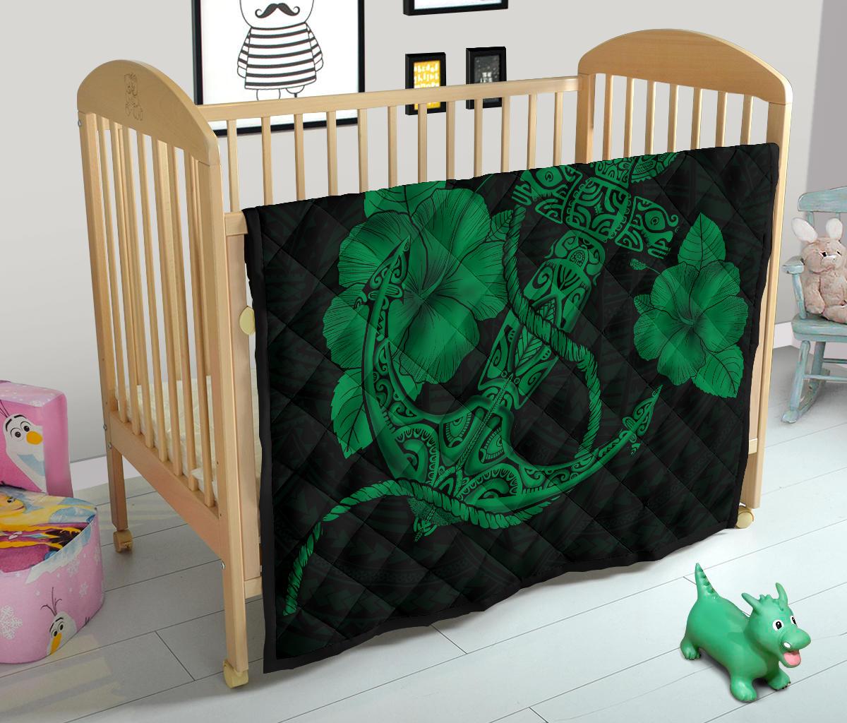 Anchor Green Poly Tribal Premium Quilt - Polynesian Pride
