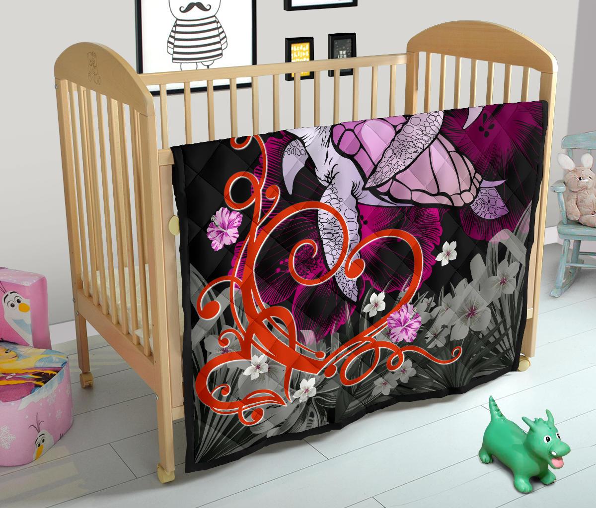 Hawaii Turtle Couple Valentine's Hibiscus Plumeria Premium Quilt - Valentine Style - AH - Polynesian Pride