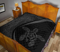Hawaii Turtle Polynesian Grey Premium Quilt - Circle Style - Polynesian Pride