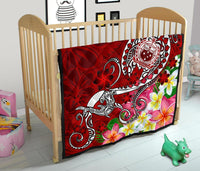Samoa Custom Personalised Premium Quilt - Turtle Plumeria (Red) - Polynesian Pride