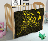 Rays Hawaii Map Polynesian Premium Quilt - Yellow - Polynesian Pride