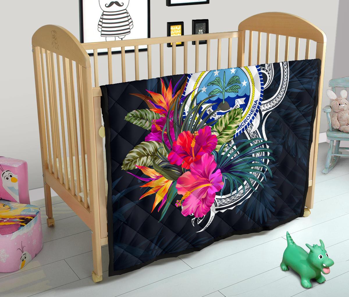 Federated States of Micronesia Premium Quilt - Tropical Flower - Polynesian Pride