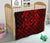 Hawaii Turtle Kanaka Map Hibiscus Poly Premium Quilt - Red - Polynesian Pride