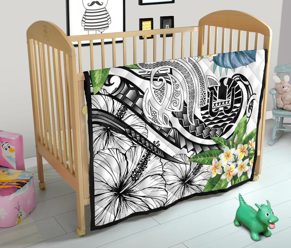 Tahiti Polynesian Premium Quilt - Summer Plumeria (White) - Polynesian Pride