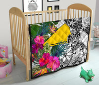 Tokelau Premium Quilt White - Turtle Plumeria Banana Leaf - Polynesian Pride