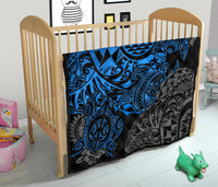 Tahiti Polynesian Premium Quilt - Blue Turtle Hibiscus Flowing - Polynesian Pride