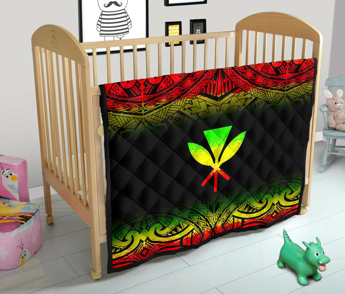 Hawaii Premium Quilt - Reggae Kanaka Maoli Polynesian Tattoo & Black Frog - Polynesian Pride
