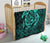 Hawaii Turtle Kanaka Map Hibiscus Poly Premium Quilt - Turquoise - Polynesian Pride