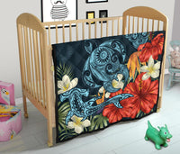 Hawaii Turtle Shark Manta Ray Hibiscus Plumeria Premium Quilt - Polynesian Pride