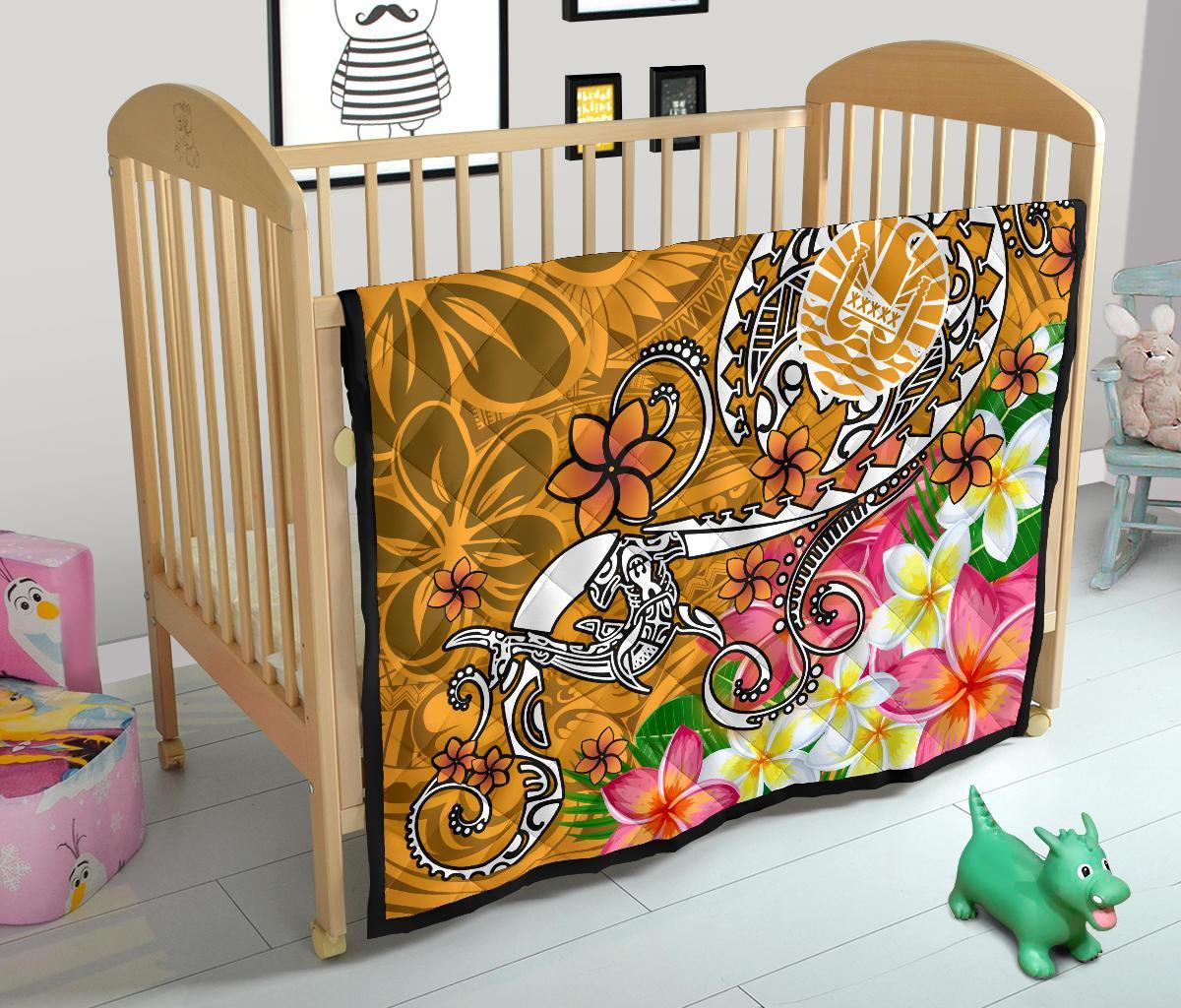 Tahiti Premium Quilt - Turtle Plumeria (Gold) - Polynesian Pride