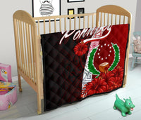 Pohnpei Micronesia Premium Quilt - Coat Of Arm With Hibiscus - Polynesian Pride