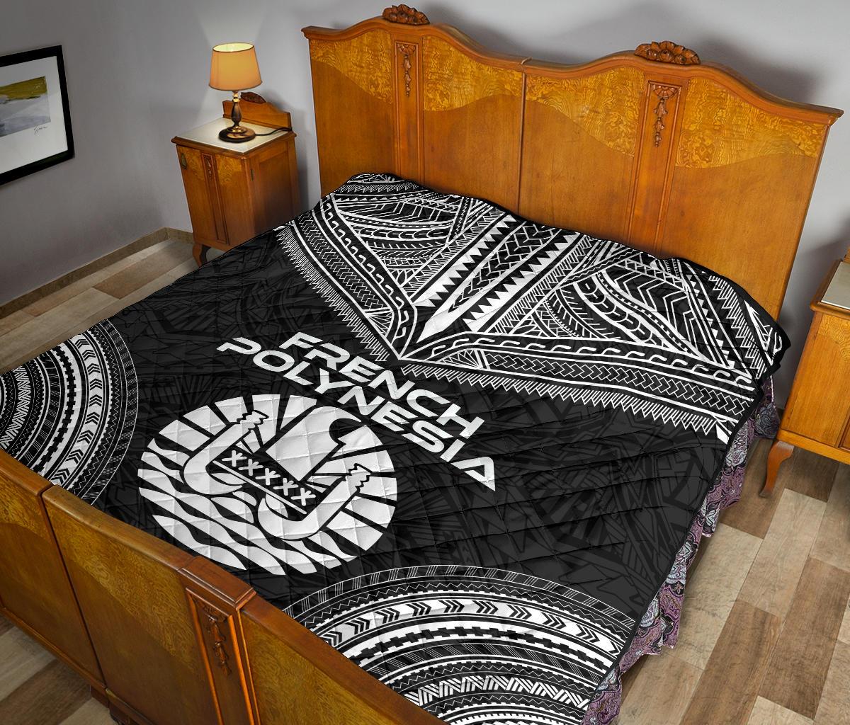 French Polynesia Premium Quilt - French Polynesia Polynesian Chief Black Version - Polynesian Pride