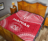 Hawaii Premium Quilt - Hawaii Seal Polynesian Chief Red Version - Polynesian Pride