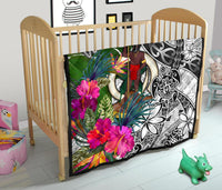 Vanuatu Premium Quilt White - Turtle Plumeria Banana Leaf - Polynesian Pride