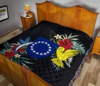 Cook Islands Hibiscus Coat Of Arms Premium Quilt - Polynesian Pride