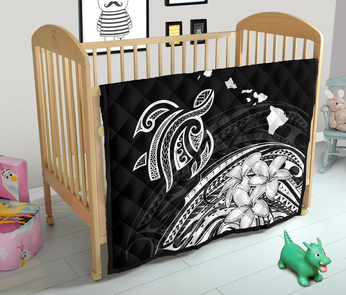 Hawaii Map Plumeria Polynesian Premium Quilt - Polynesian Pride