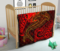 Polynesian Wallis and Futuna Premium Quilt - Red Shark Polynesian Tattoo - Polynesian Pride