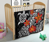 Hawaiian Map Turtle Swim Plumeria Polynesian Quilt - Polynesian Pride