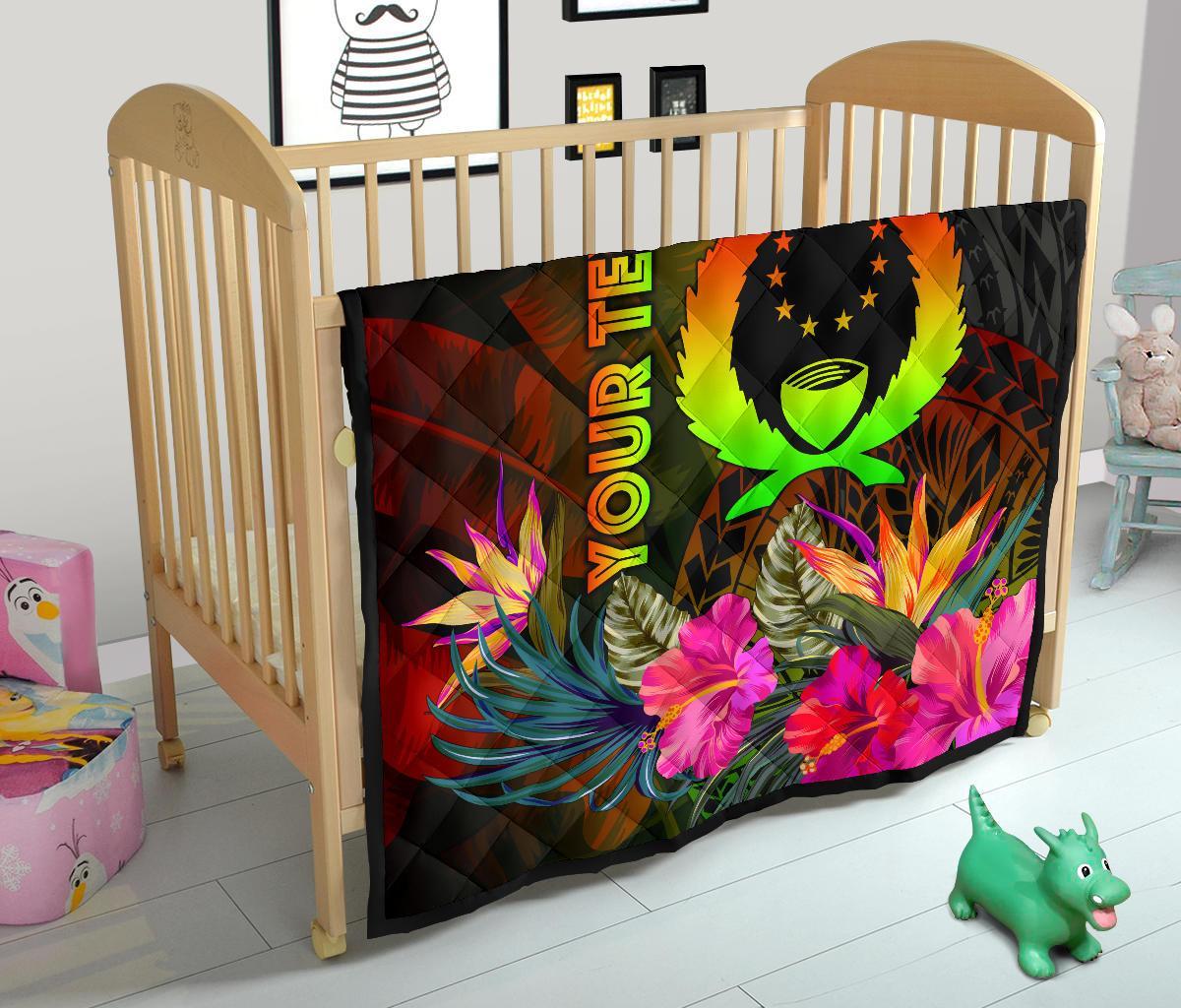 Pohnpei Polynesian Personalised Premium Quilt - Hibiscus and Banana Leaves - Polynesian Pride