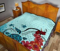 Sea Turtle Hibiscus Premium Quilt - Polynesian Pride