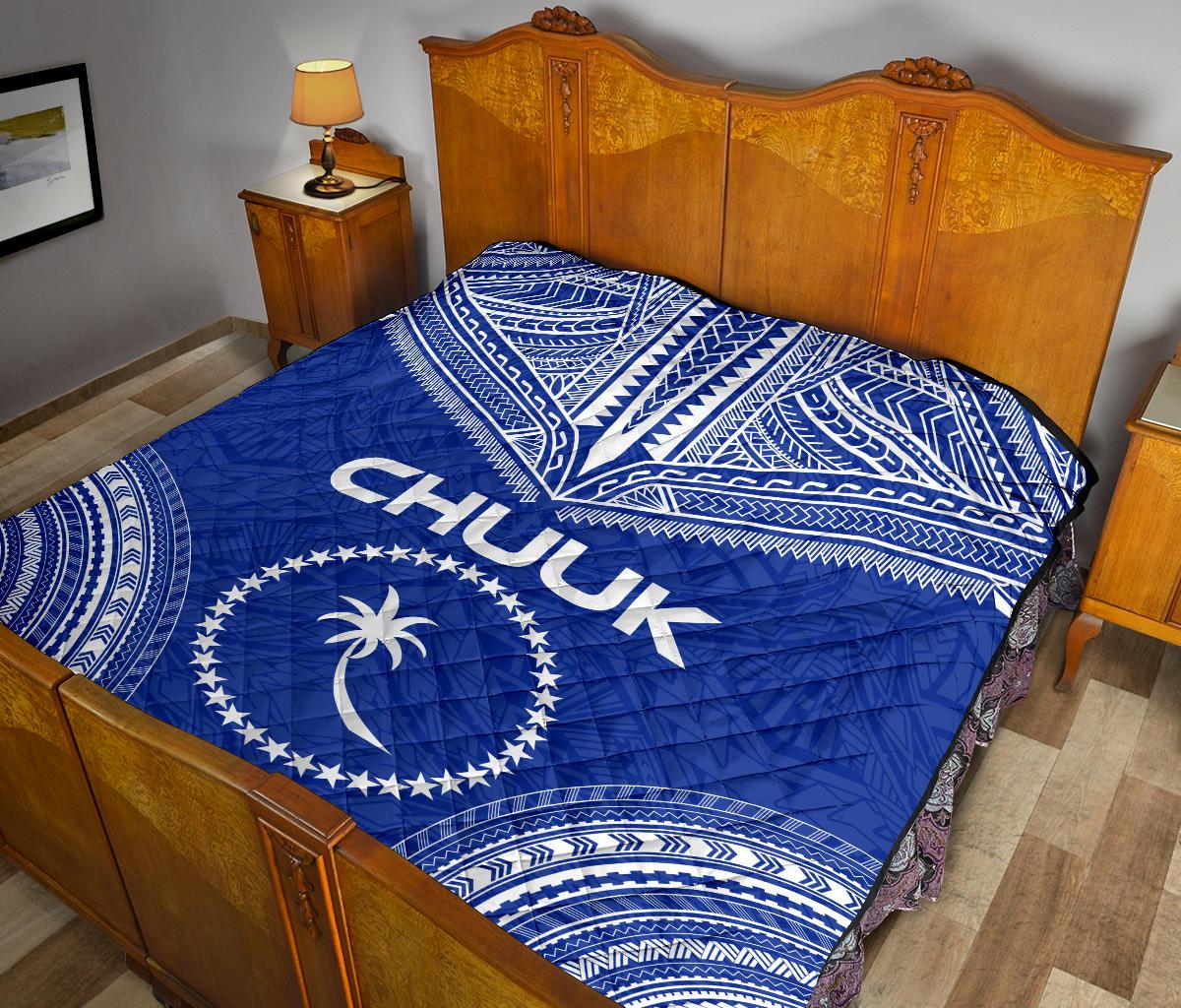 Chuuk Premium Quilt - Chuuk Flag Polynesian Chief Blue Version - Polynesian Pride
