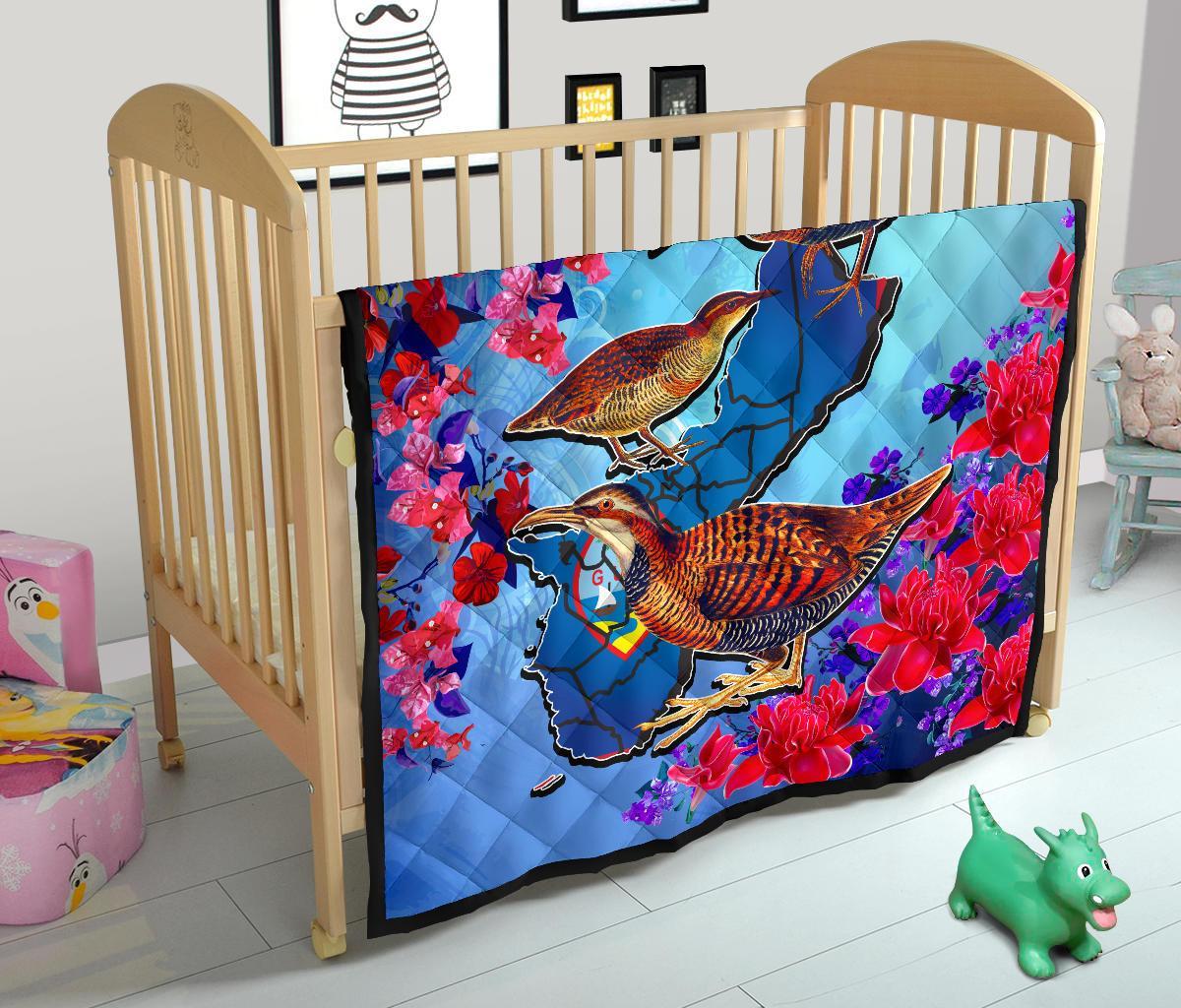 Guam Premium Quilt - KoKo Bird With Map - Polynesian Pride