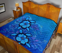 Turtle Hibiscus Ocean Premium Quilt - Polynesian Pride