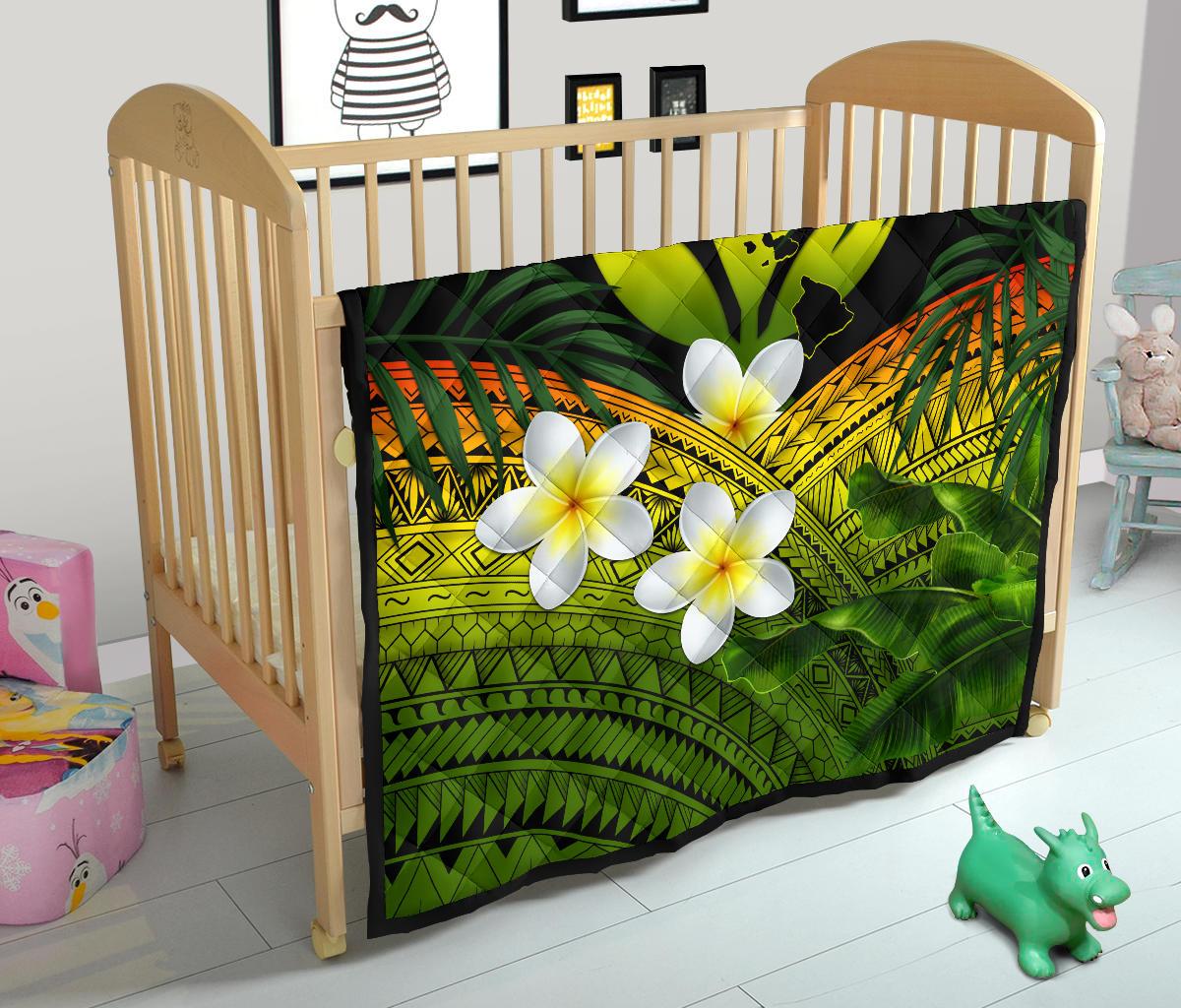 Kanaka Maoli (Hawaiian) Premium Quilt, Polynesian Plumeria Banana Leaves Reggae - Polynesian Pride