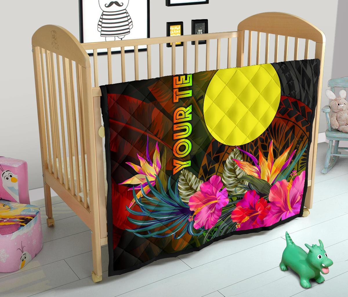 Palau Polynesian Personalised Premium Quilt - Hibiscus and Banana Leaves - Polynesian Pride