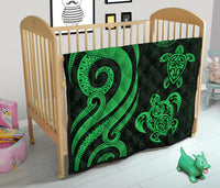 American Samoa Premium Quilt - Green Tentacle Turtle - Polynesian Pride