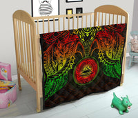 American Samoa Premium Quilt - American Samoa Seal Turtle Manta Ray Reggae Style - Polynesian Pride